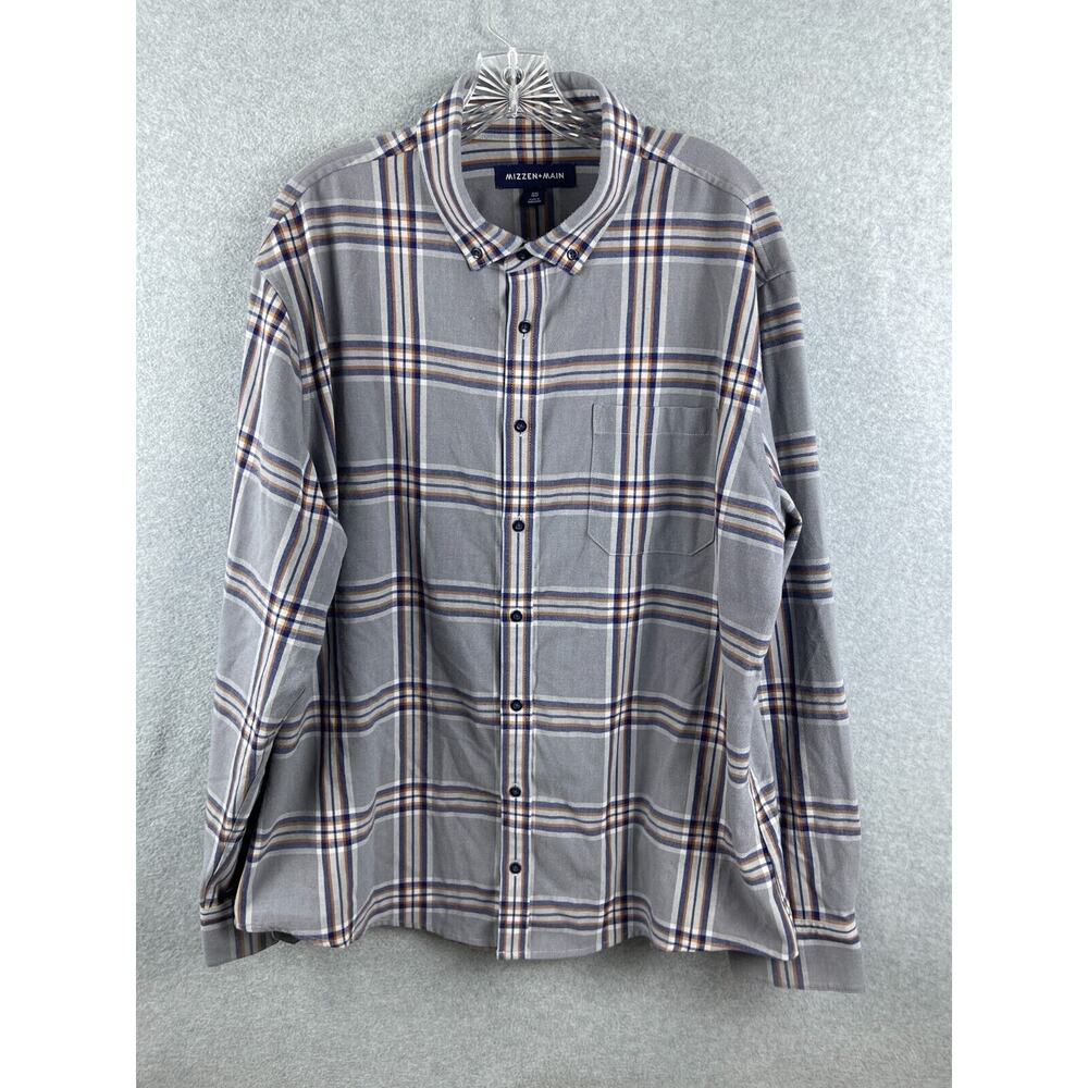Mizzen+Main Shirt Mens XXL Plaid Trim Fit Classic Button Down Flannel Gorpcore